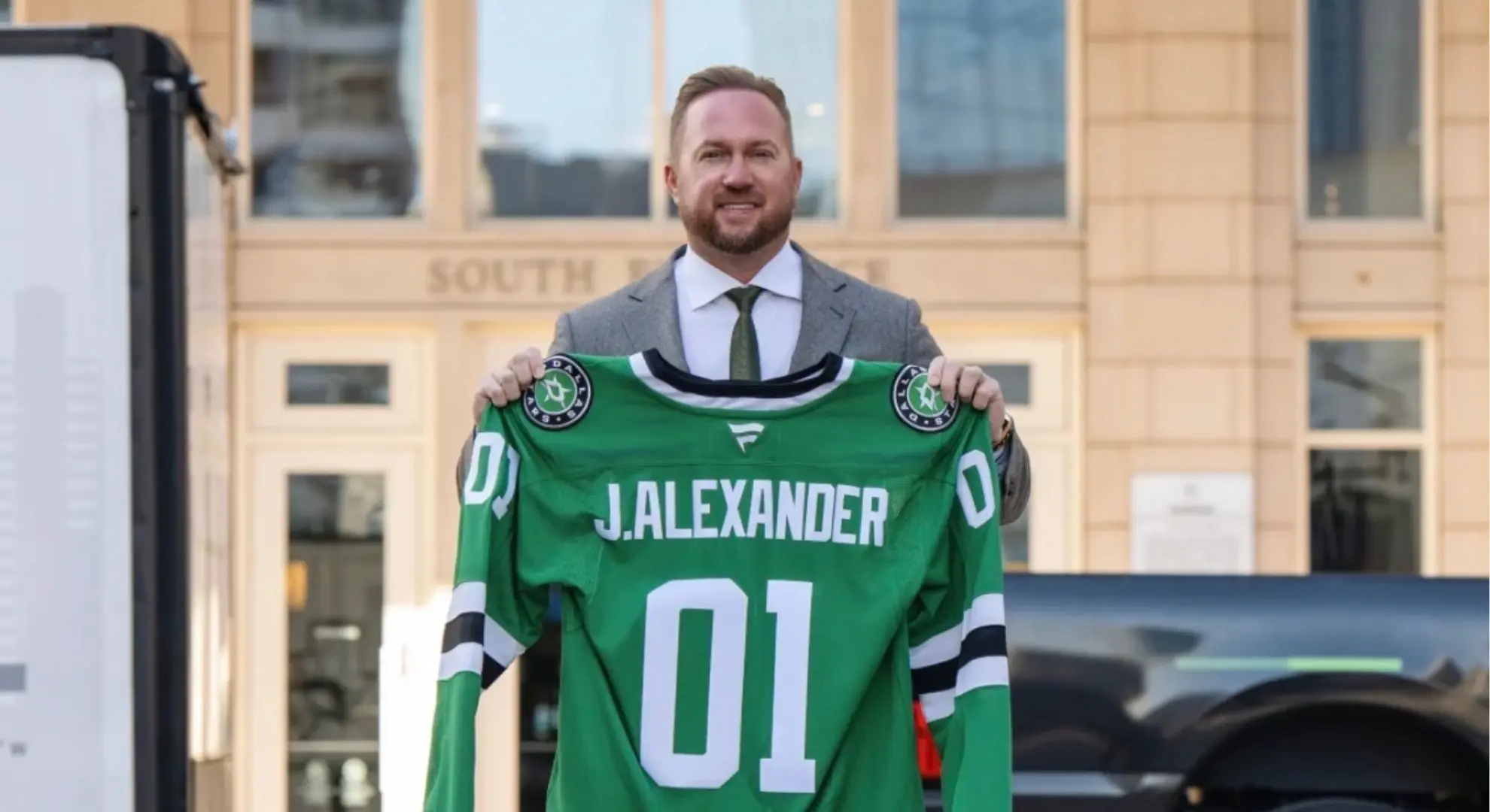 J. Alexander Law supporting the Dallas Stars Learn to Play youth hockey program