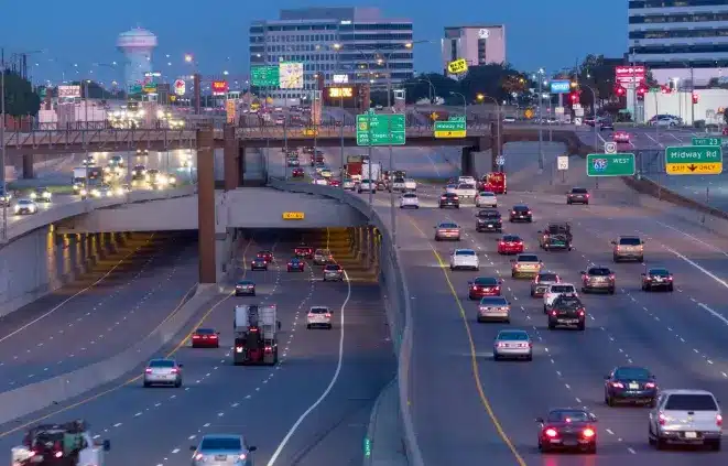 Traffic on I-635, the LBJ Freeway, in Dallas