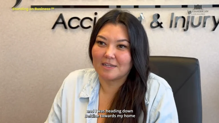 J. Alexander Law client Maudie describing the Texas semi-truck crash that left her with a concussion