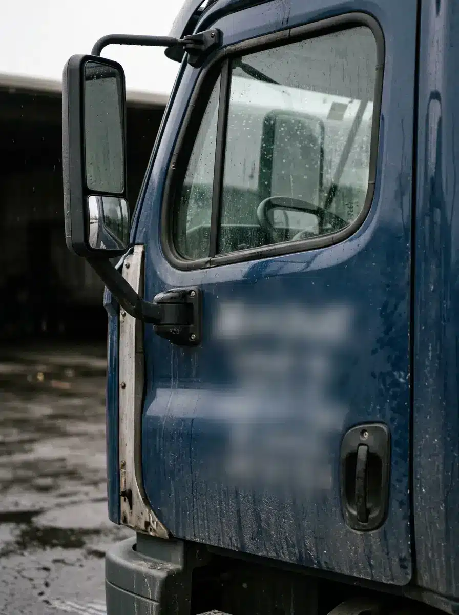 Commercial tractor unit photographed at the door and front quarter
