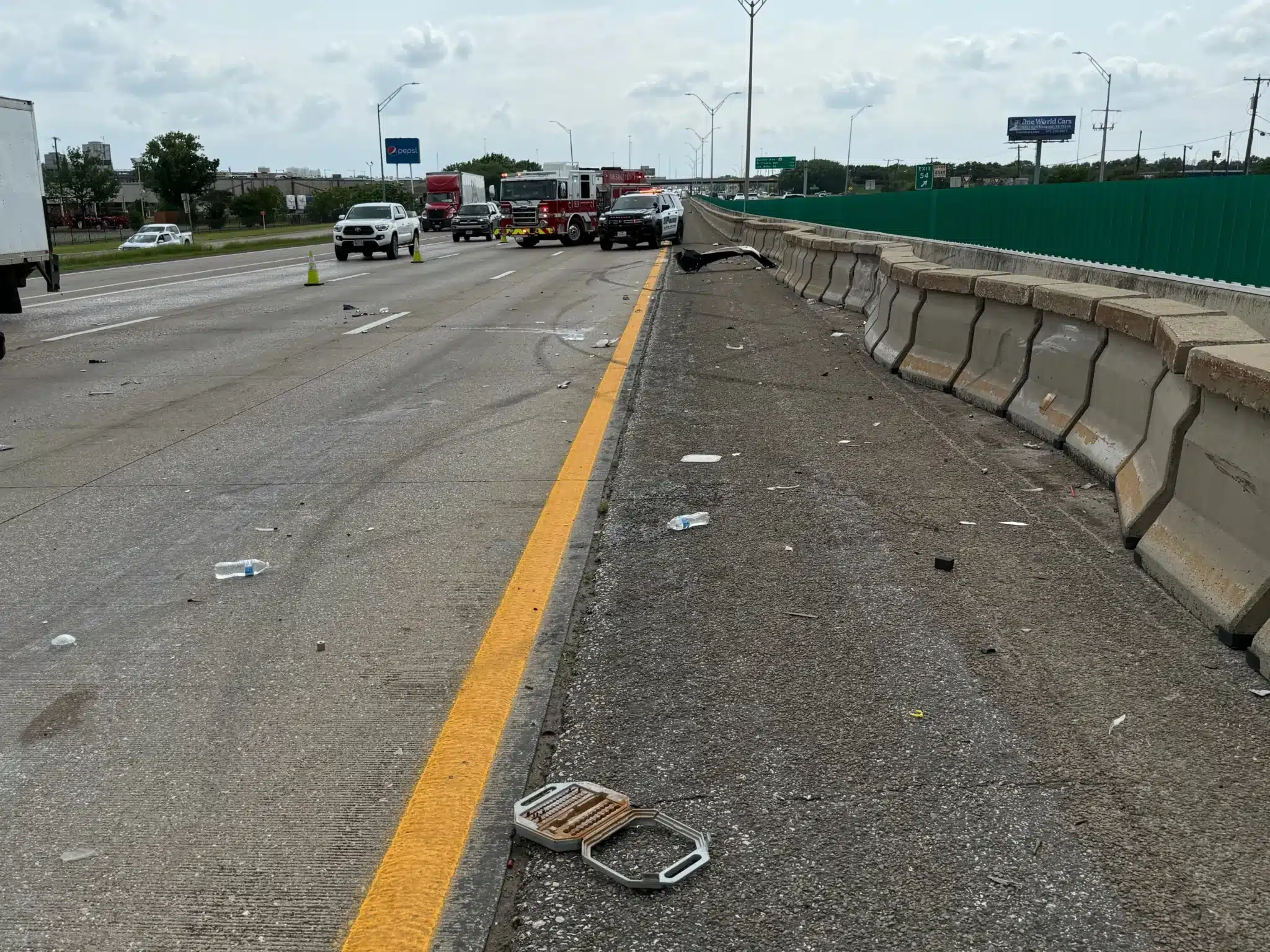 Scene of the collision on eastbound I-30 in Mesquite